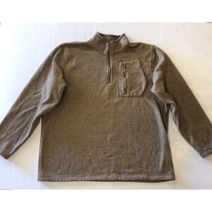 Outdoor Life Mens Sweater XL(46-48)‎ Heather Brown Half-Zip Pullover w Pocket